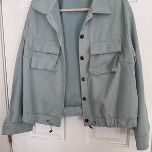 Stylish Light Blue Jacket with Button Details